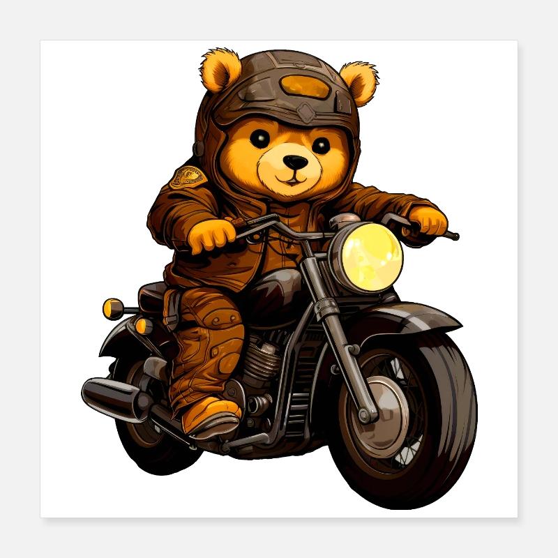 Bär Motorradfahrer Poster 40x40 cm