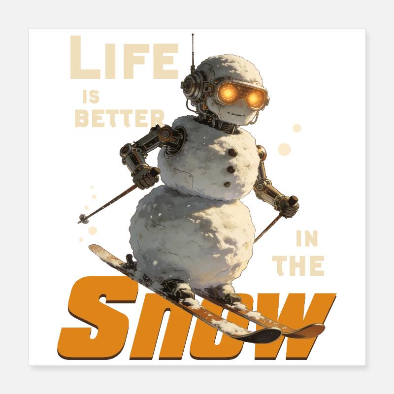 Aventure de Snowman Ski Poster 40 x 40 cm