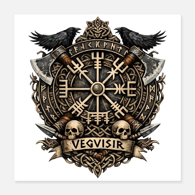 Vegvisir Nordischer Kompass Poster 40x40 cm