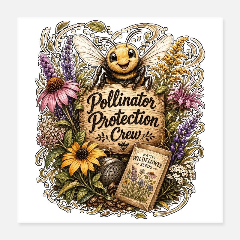 Équipe de protection des pollinisateurs Poster 40 x 40 cm