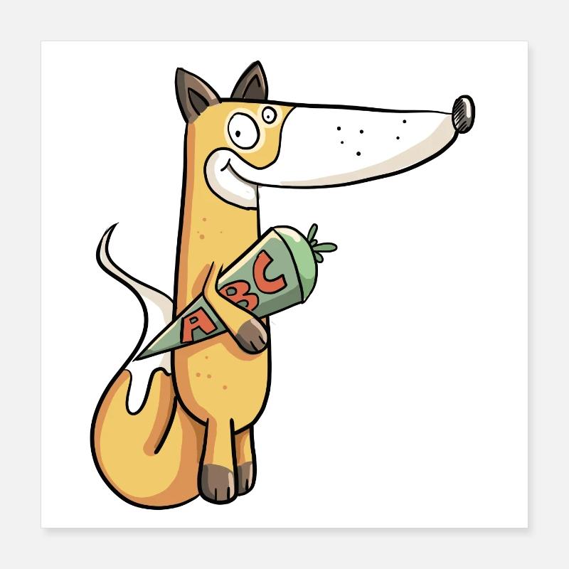 Schulkind Fuchs I Einschulung Erstklässler Poster 40x40 cm