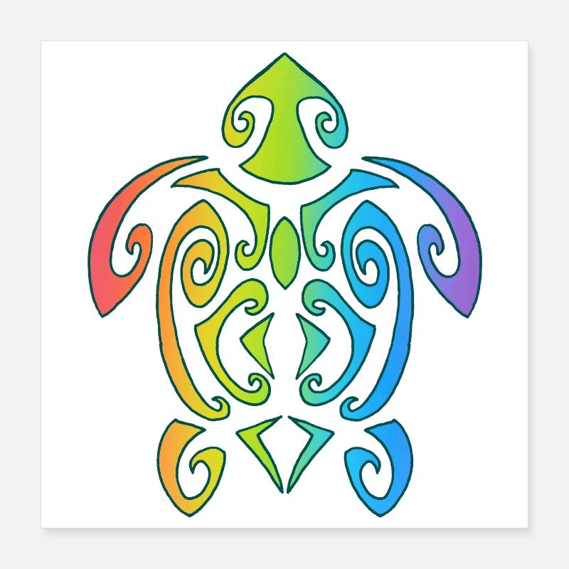 Tortue polynésienne arc-en-ciel Poster 40 x 40 cm