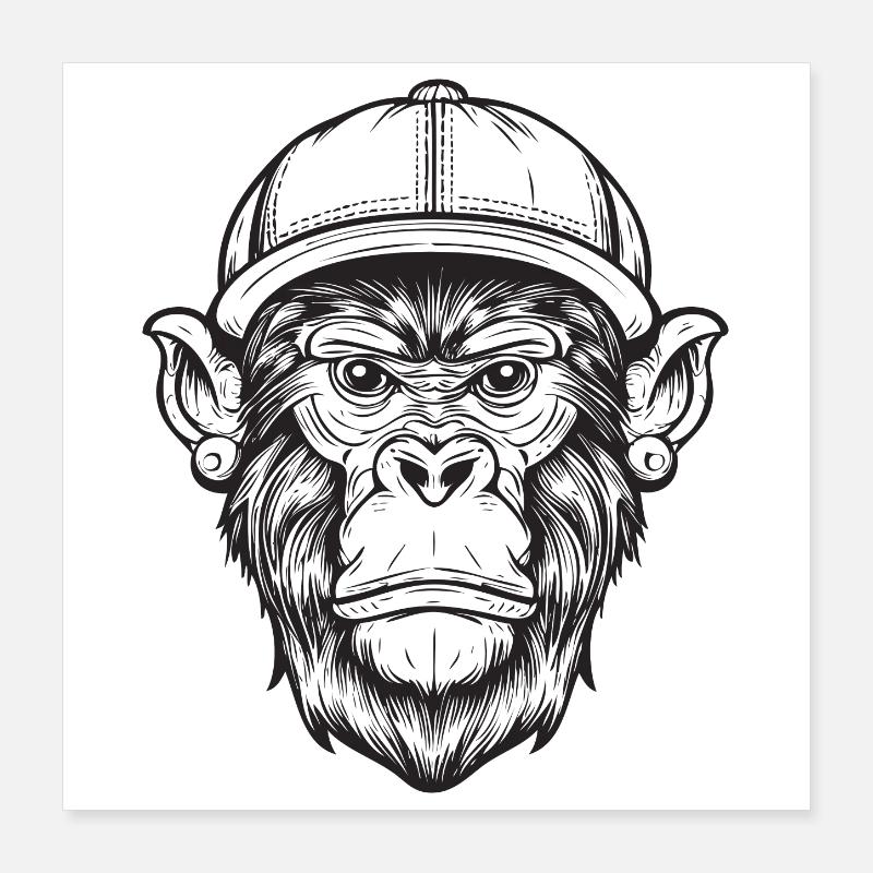 Singe Funky Poster 40 x 40 cm