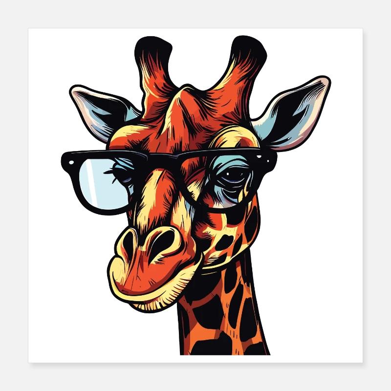 Cartoon Comic Giraffe Design Poster 40x40 cm