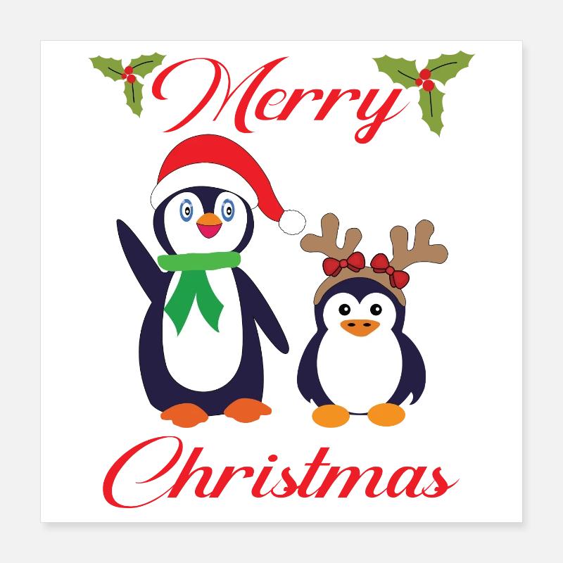 JOYEUX NOËL AVEC LES PINGOUINS DE NOËL Poster 40 x 40 cm