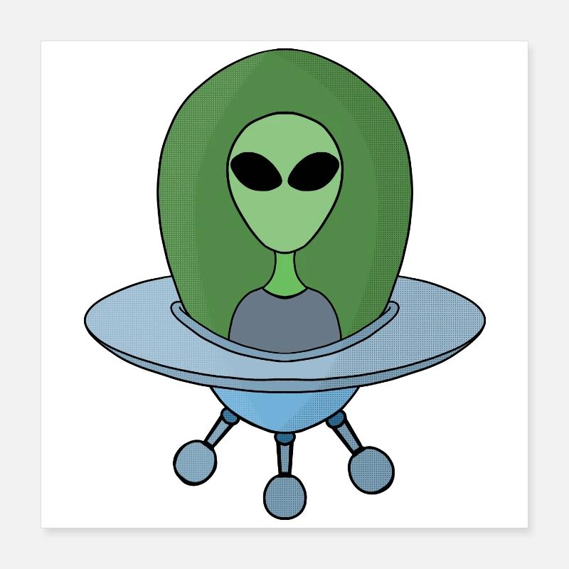 Alien dans son petit vaisseau spatial Poster 40 x 40 cm