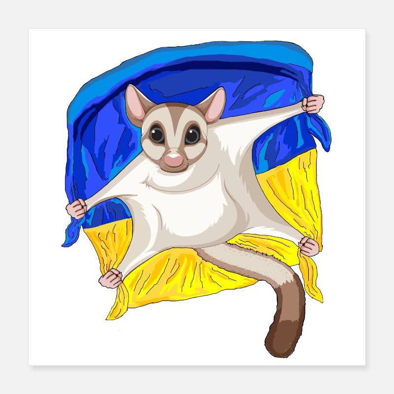 Mignon planeur à sucre avec drapeau ukrainien Poster 40 x 40 cm