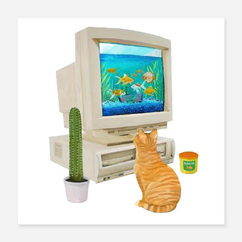 90er Jahre PC Fishbowl Poster 40x40 cm