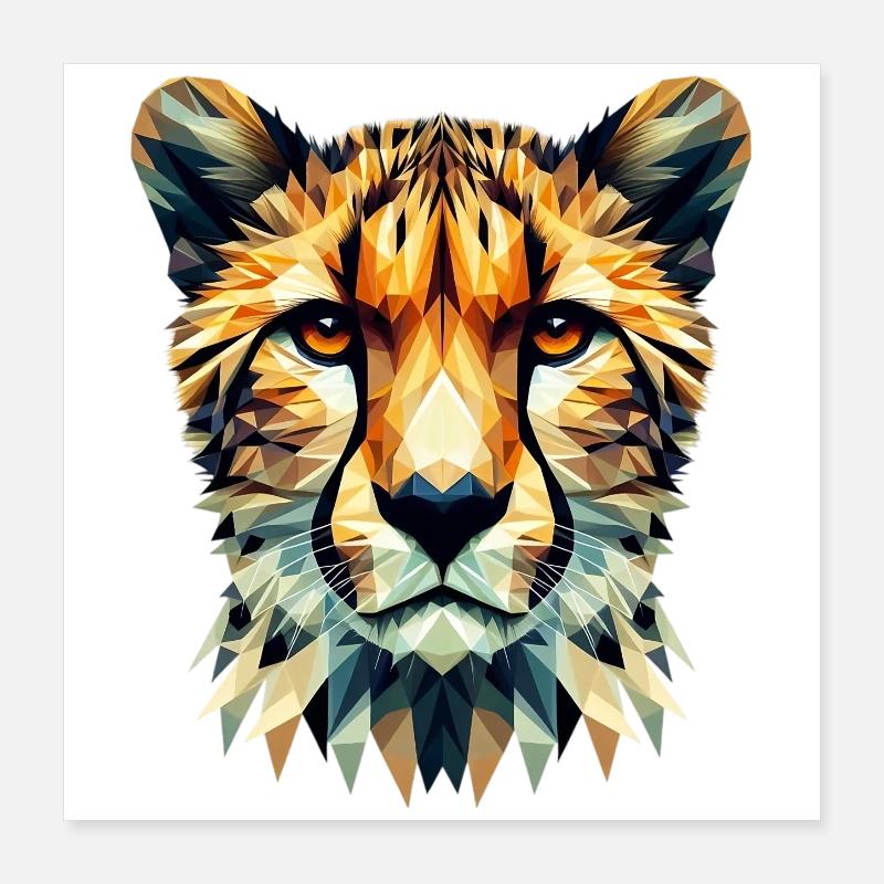 Polygonaler Gepard Poster 40x40 cm