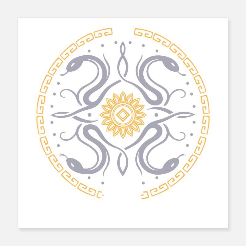 Roue serpentine avec soleil et lune Poster 40 x 40 cm