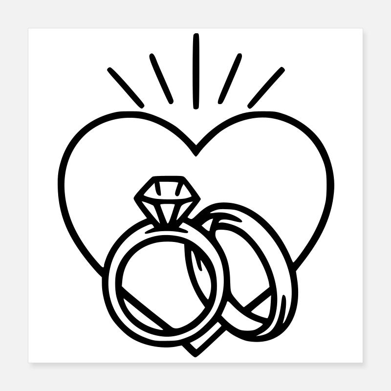 Wedding - Ring and heart Poster 16" x 16" (40x40 cm)