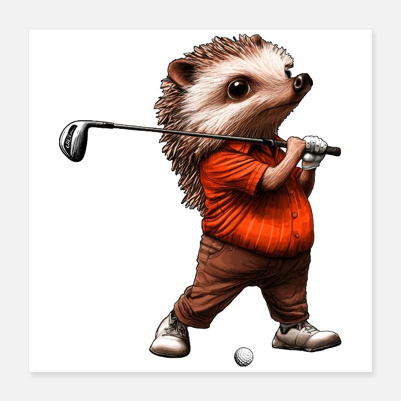 Hérisson de golf Poster 40 x 40 cm