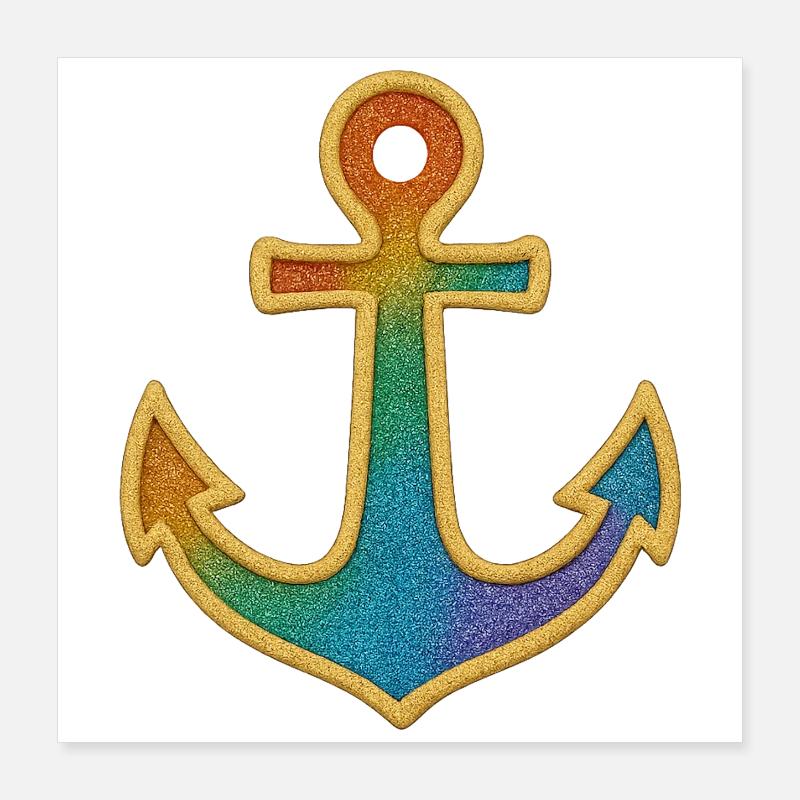 Leuchtender Anker in Regenbogenfarben Poster 40x40 cm