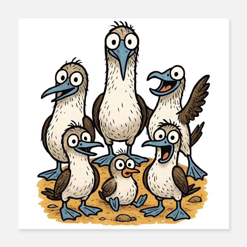 Charming seabirds illustration Poster 16" x 16" (40x40 cm)