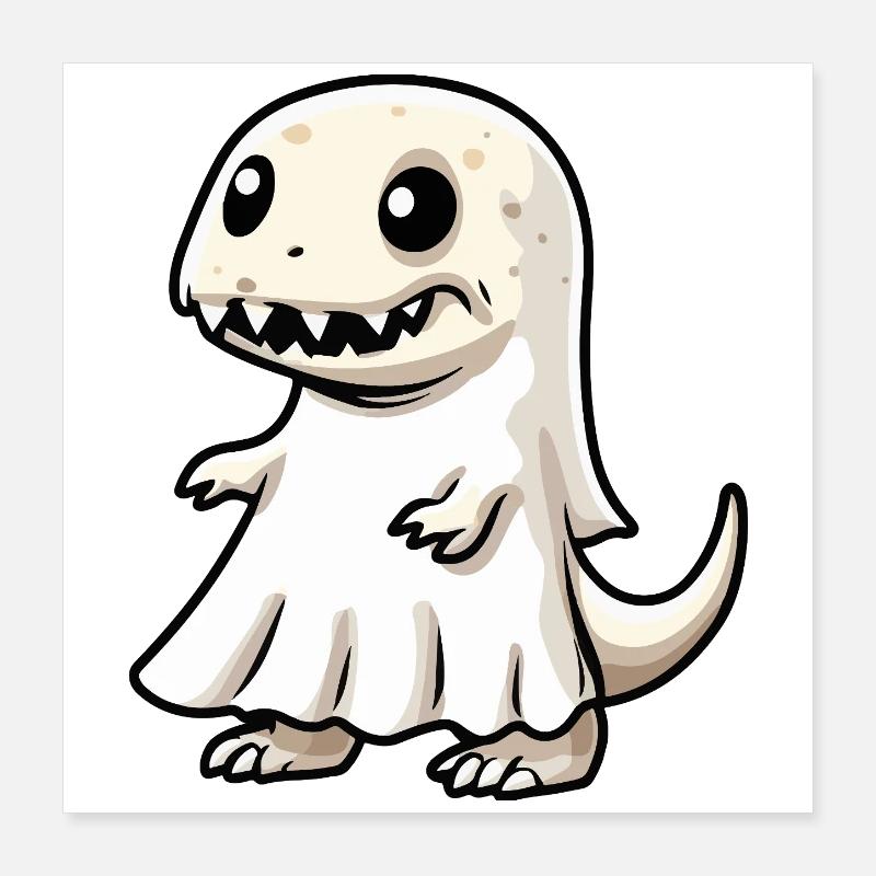 Dinosaurier T-Rex Halloween Geist Poster 40x40 cm