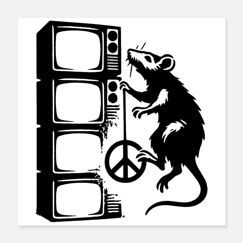 Rat with screen Poster 16" x 16" (40x40 cm)
