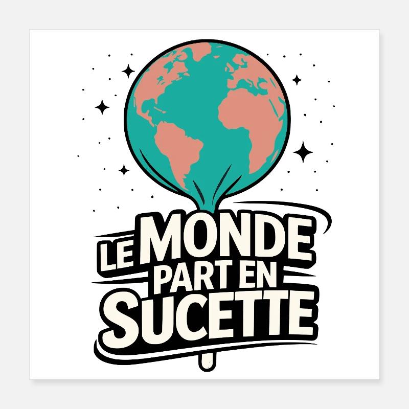 Le Monde Part en Sucette Globe Pop Poster 40 x 40 cm