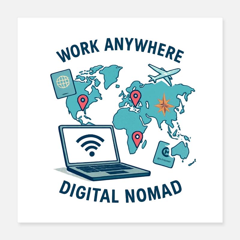 Telearbeit – Telearbeit – Voll-Fernarbeit Poster 40x40 cm