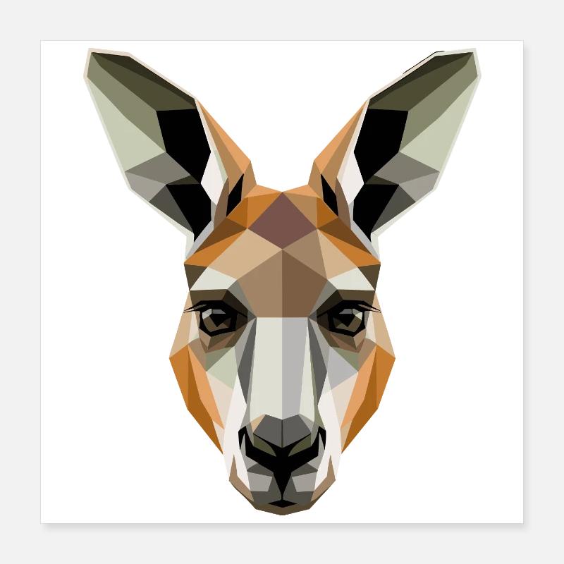 Kangaroo Australia Outback Wild Cute Kangaroos Poster 16" x 16" (40x40 cm)