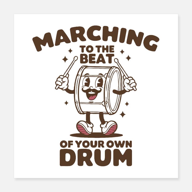 Funny Retro Vintage Women Drummer Marching Drummin Poster 16" x 16" (40x40 cm)
