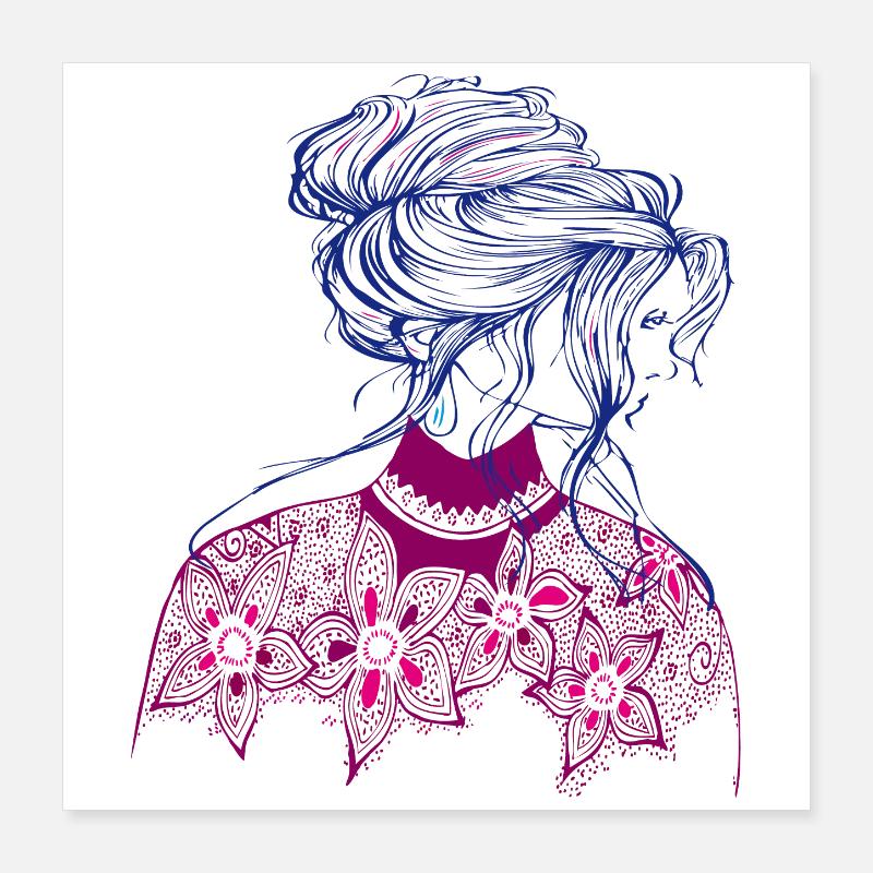 Mädchen Illustration Poster 40x40 cm