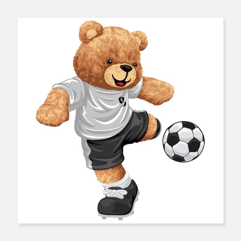 Teddy Kicker im Fußballlook Poster 40x40 cm