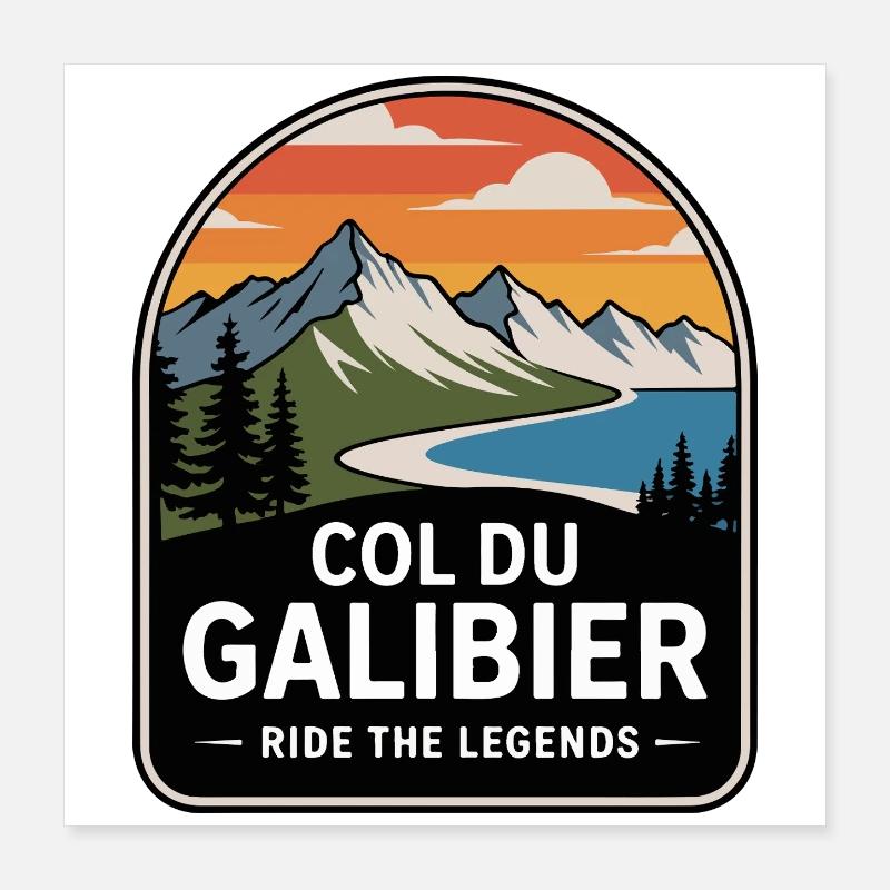 Col du Galibier Cycling Panel Poster 16" x 16" (40x40 cm)