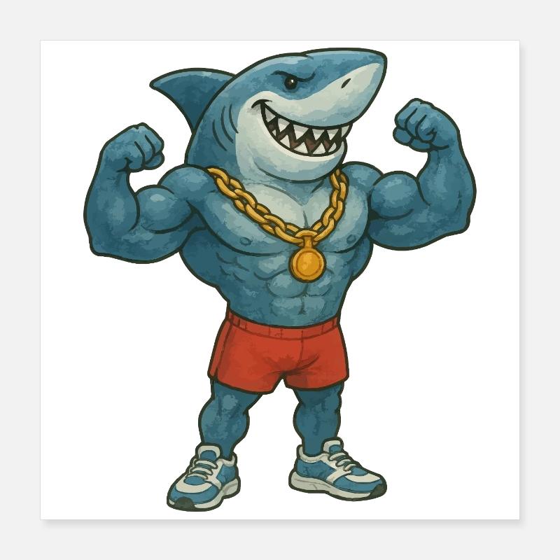 hai-comic-bodybuilder Poster 40x40 cm