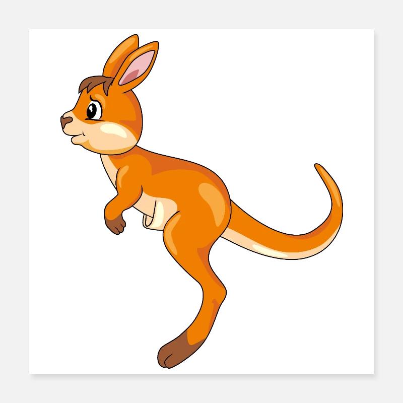 Jumping cute kangaroo Poster 16" x 16" (40x40 cm)