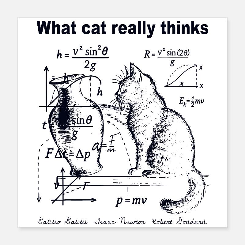 What Cats Really Thinks Funny Cat Physics Humor Poster 16" x 16" (40x40 cm)