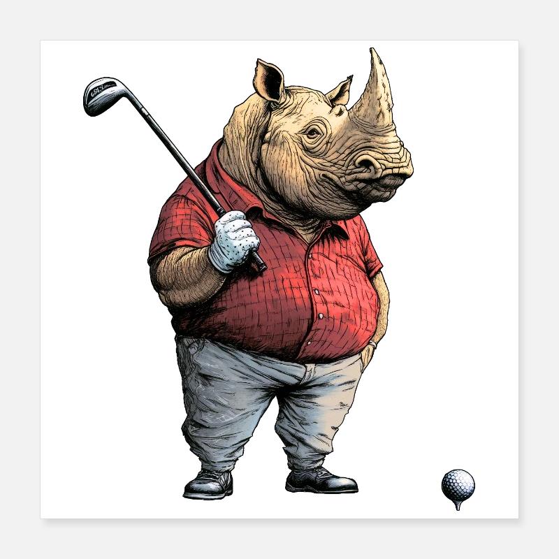 Nashörner Golf Poster 40x40 cm