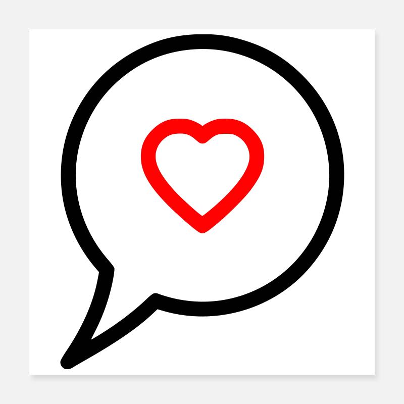 Speech Bubble Heart Love Chat Poster 16" x 16" (40x40 cm)
