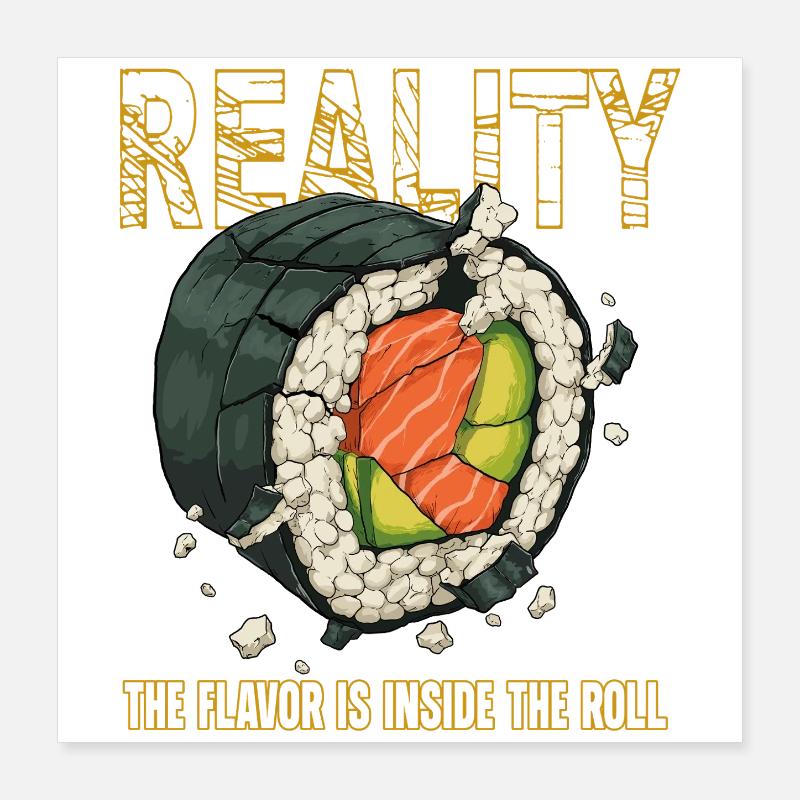 Sushi Roll Réalité Saveur Intérieure Poster 40 x 40 cm