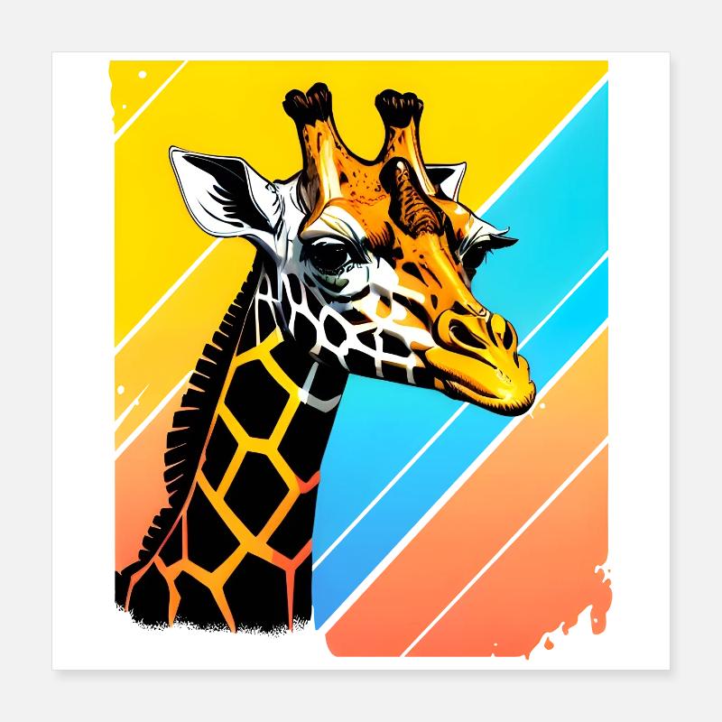 Giraffe Pop Art Farbgeometrie Poster 40x40 cm