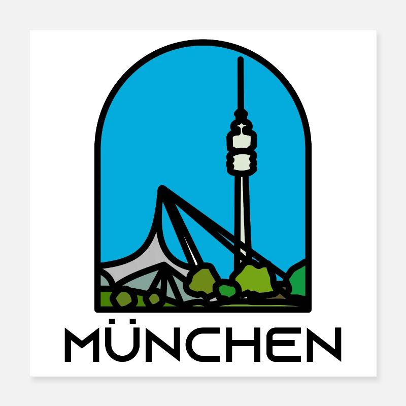 Munich - Tower Poster 16" x 16" (40x40 cm)