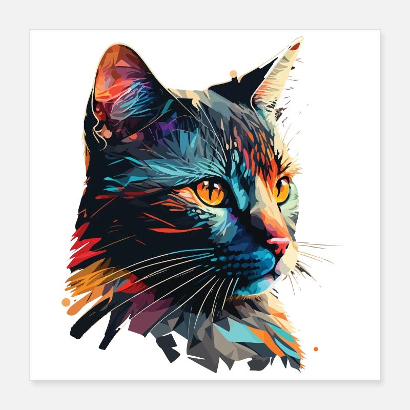 Bunte Katze Poster 40x40 cm