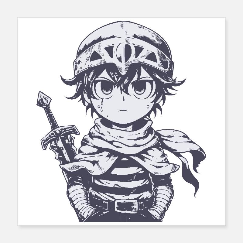 Petit chevalier de la forêt avec épée Poster 40 x 40 cm