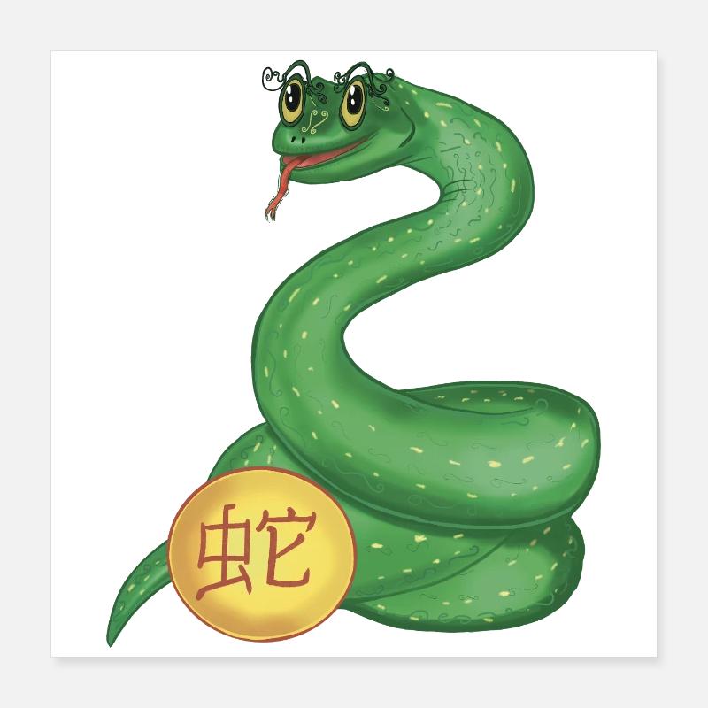 Chinesisches Tierkreiszeichen Schlange Poster 40x40 cm