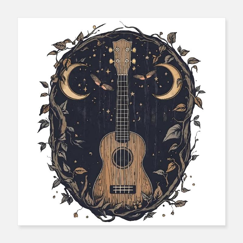 Uke gothique avec papillon de nuit Poster 40 x 40 cm
