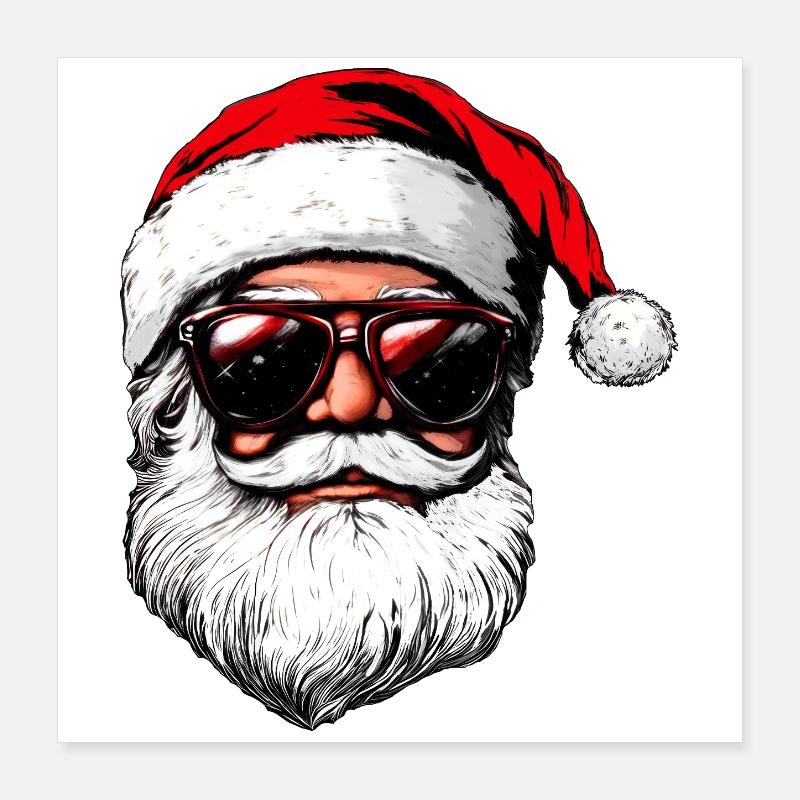 cool Père Noël Poster 40 x 40 cm