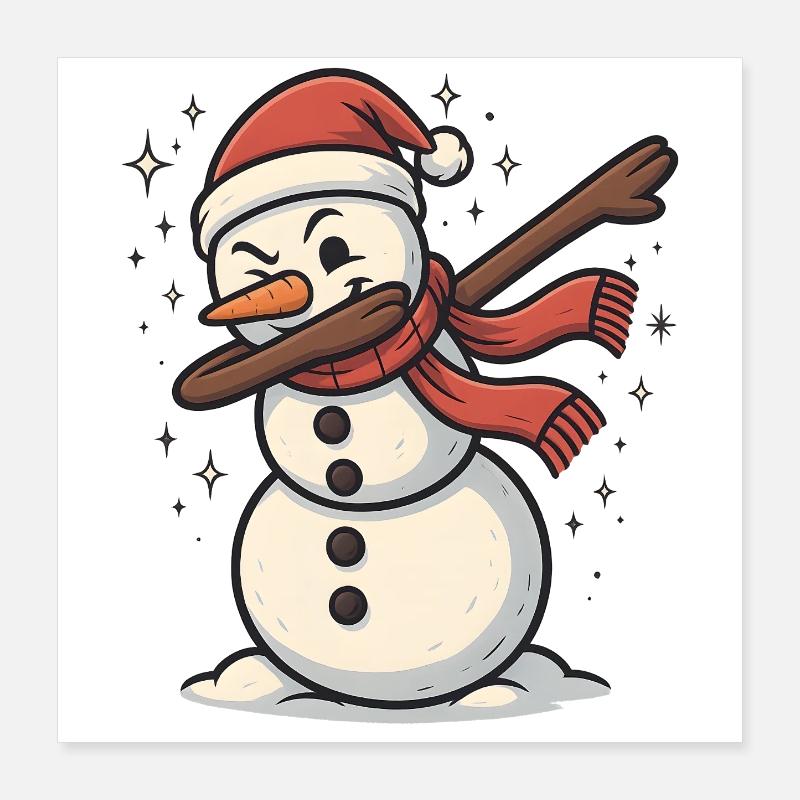 Dabbender Schneemann Dab Winter Poster 40x40 cm