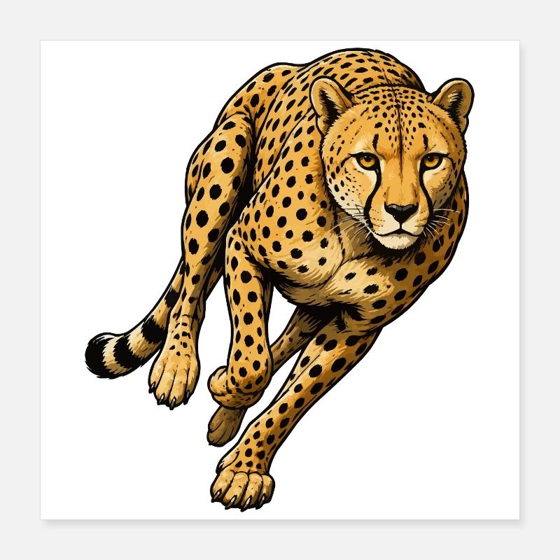 Leopardensprint Wildes Muster Poster 40x40 cm