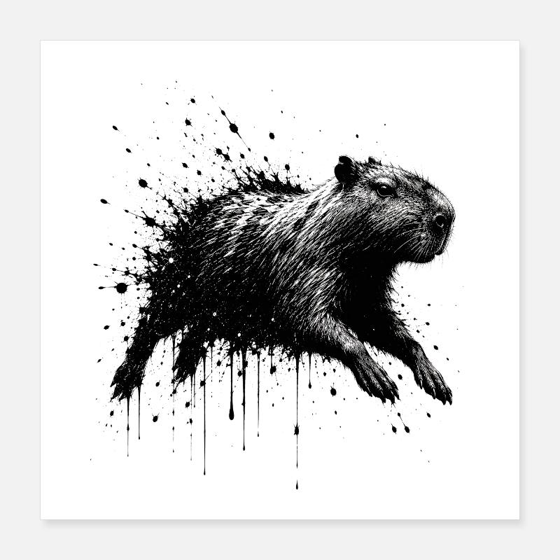 Illustration de projections de capybara Poster 40 x 40 cm