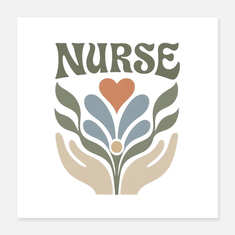 Fière Infirmière Florale – Krankenschwester Design Poster 40 x 40 cm