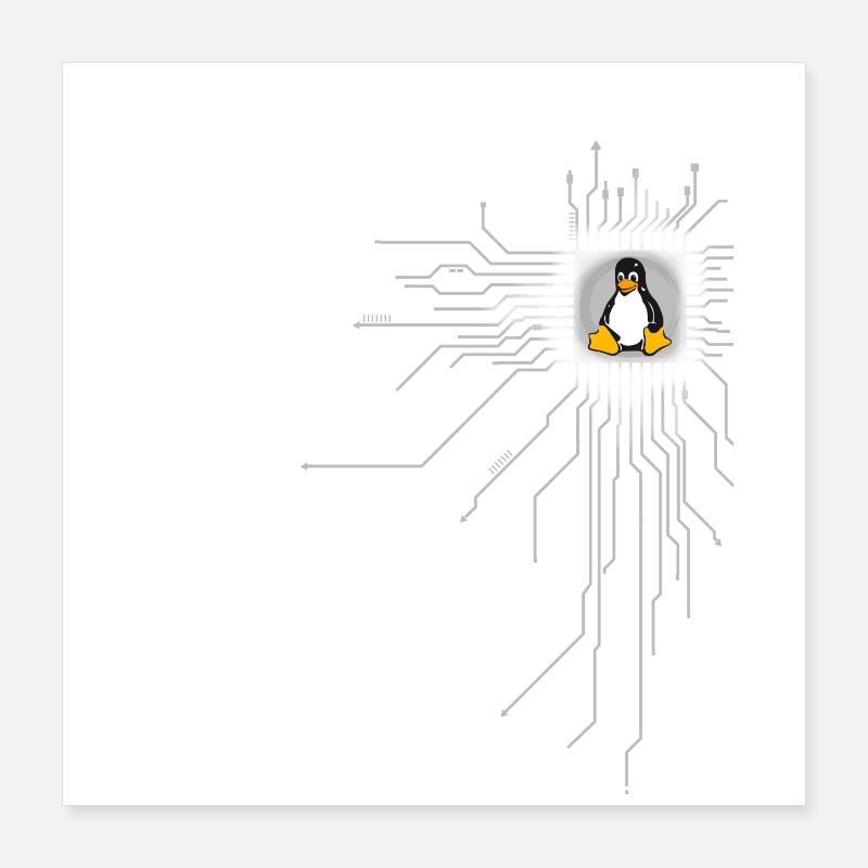 platine pingouin Core Coeur Ordinateur pc Nerd program Poster 40 x 40 cm