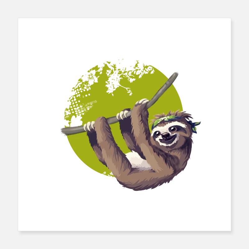 sloth make it slow sloth lazy nerd pc chillen Poster 16" x 16" (40x40 cm)