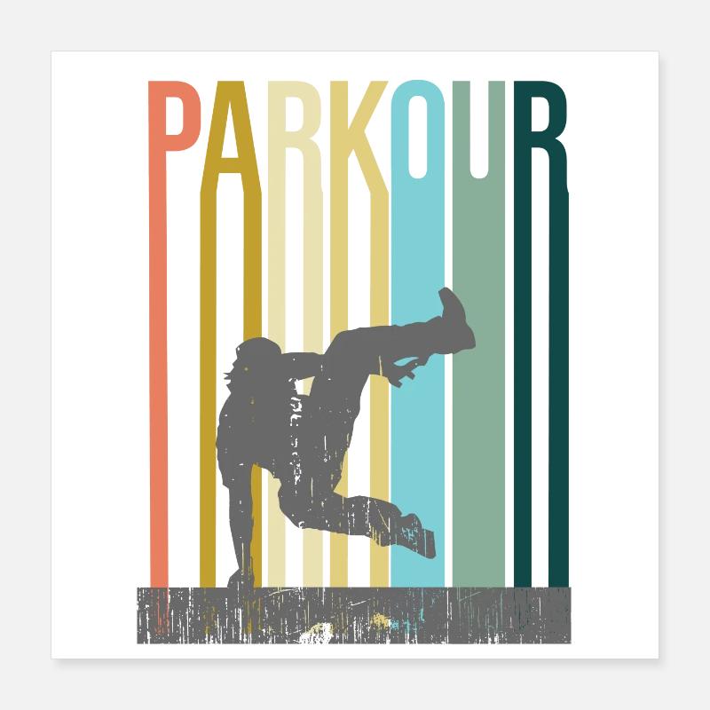 Parkour Retro Poster 40x40 cm