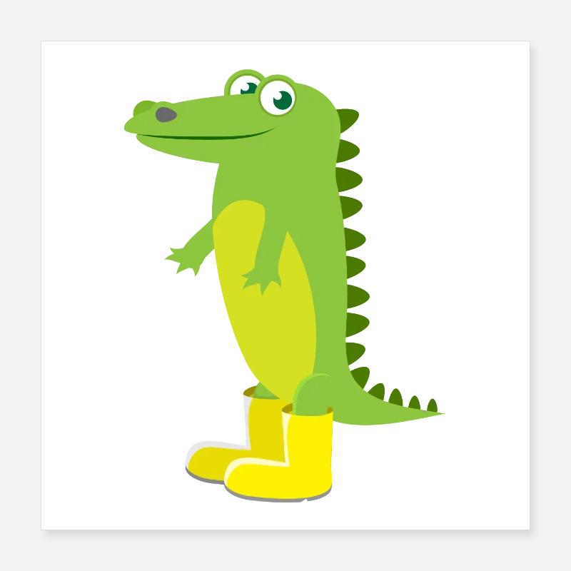 Kindermotiv Tiershirt grünes Krokodil Geschenkidee Poster 40x40 cm