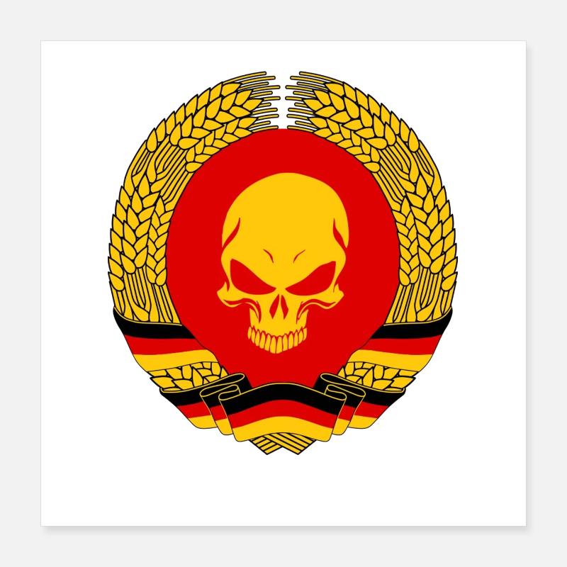 GDR Skull East Germany Gift Flag Poster 16" x 16" (40x40 cm)