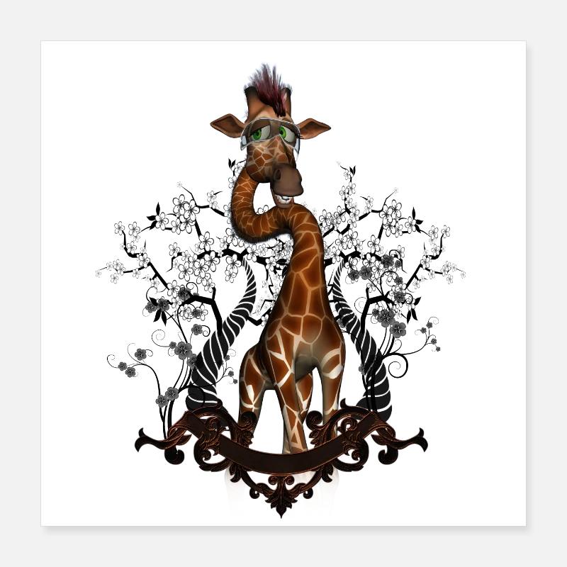 Girafe drôle Poster 40 x 40 cm